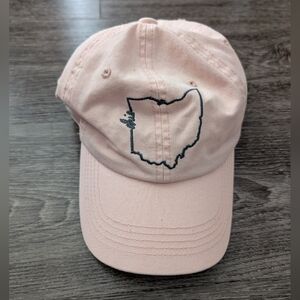 Pink Baseball Cap with Embroidered Ohio Outline